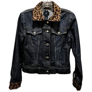 Y2K Joluka Denim & Animal Print Denim Jacket - Size Small